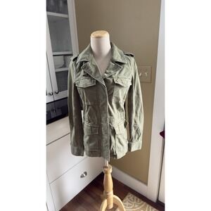 Madewell Utility Jacket Full Zip Army Green Pockets Adjustable Waist size XS